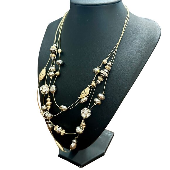 Chico's Necklace Jewlery Statement 22" Adjustable Gold Tone Multilayered - Picture 3 of 5